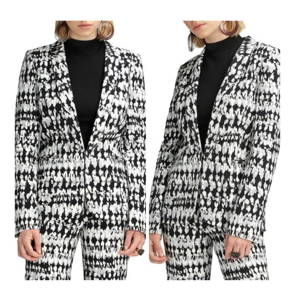 Badgley Mischka Stucco Print Black & White Women’s Blazer Size 8 NWT